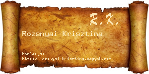 Rozsnyai Krisztina névjegykártya